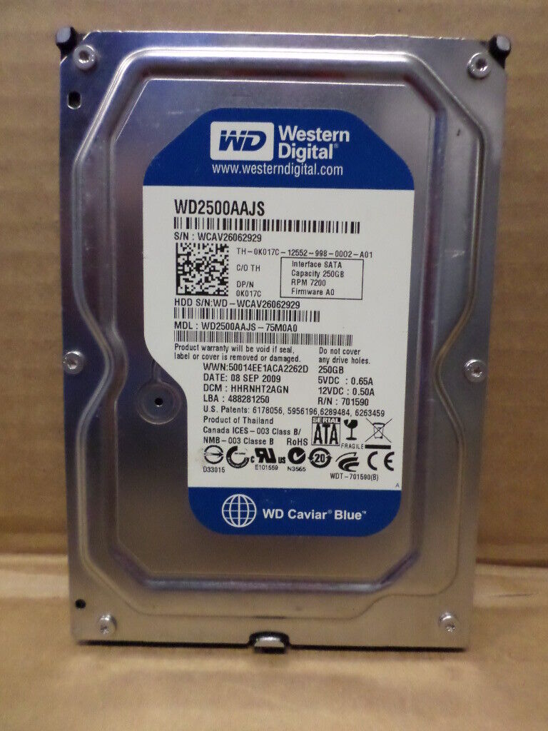 Western Digital WD2500AAJS 250GB 7.2K 3Gb/s 8MB 3.5" SATA Hard Drive