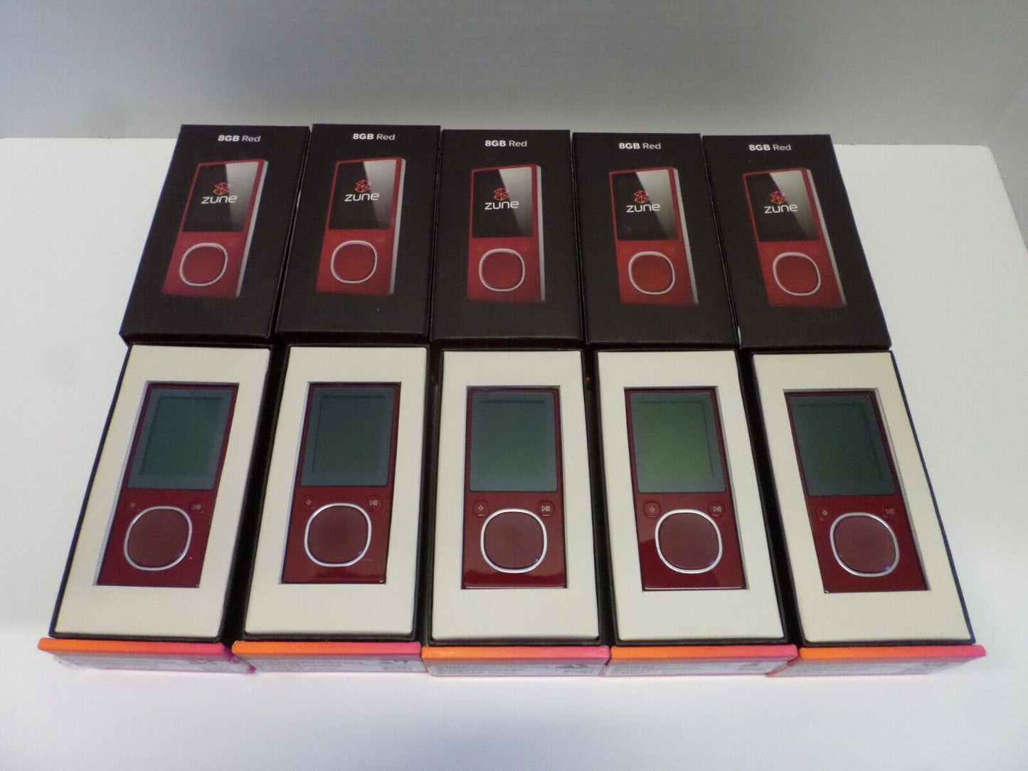 Lot of 5-Microsoft Zune Red 8GB Music Video MP3 Player, Need New Batteries