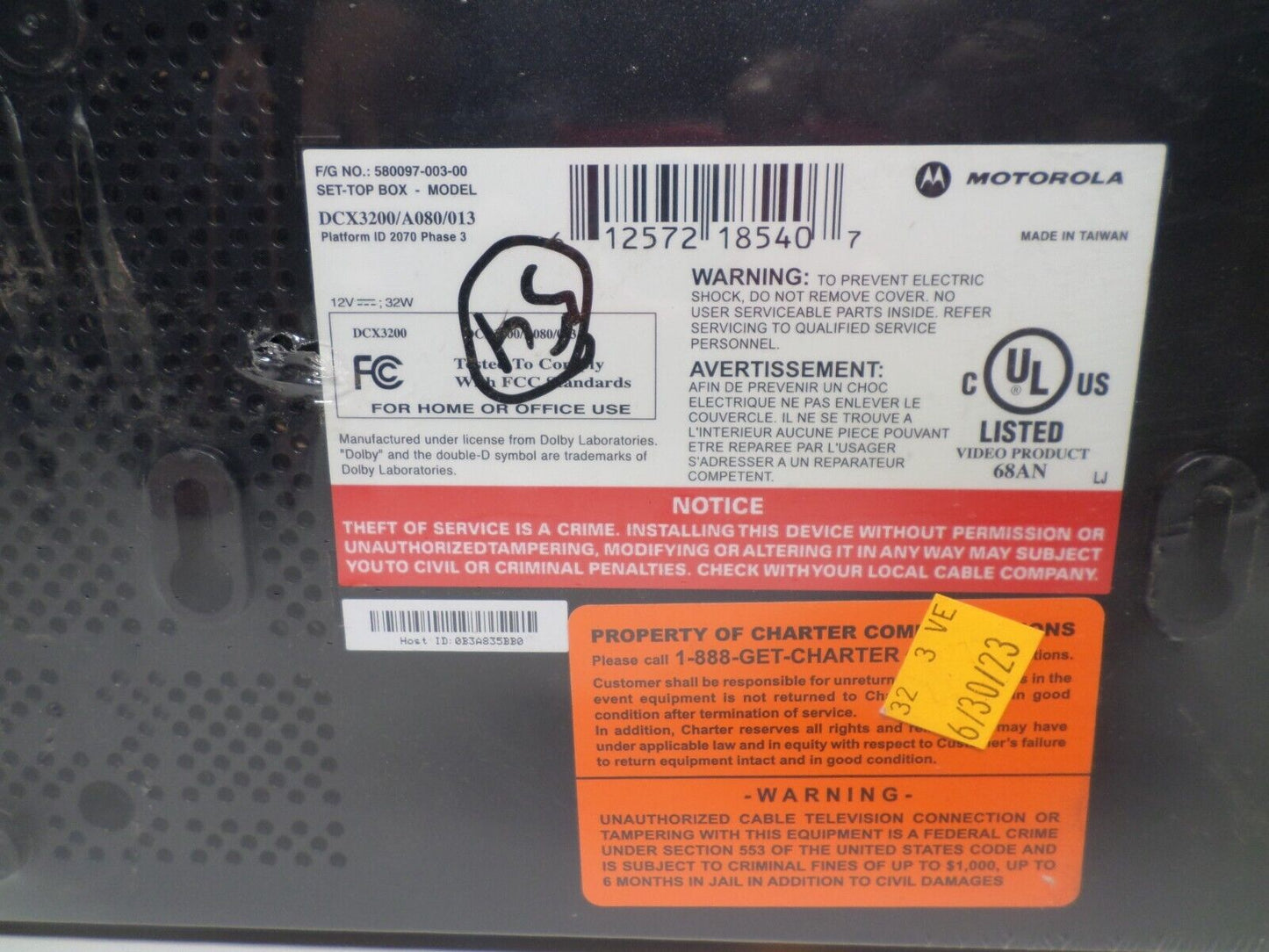 ARRIS DCX3200  All-Digital Set-Top with HDTV, M-Card Host