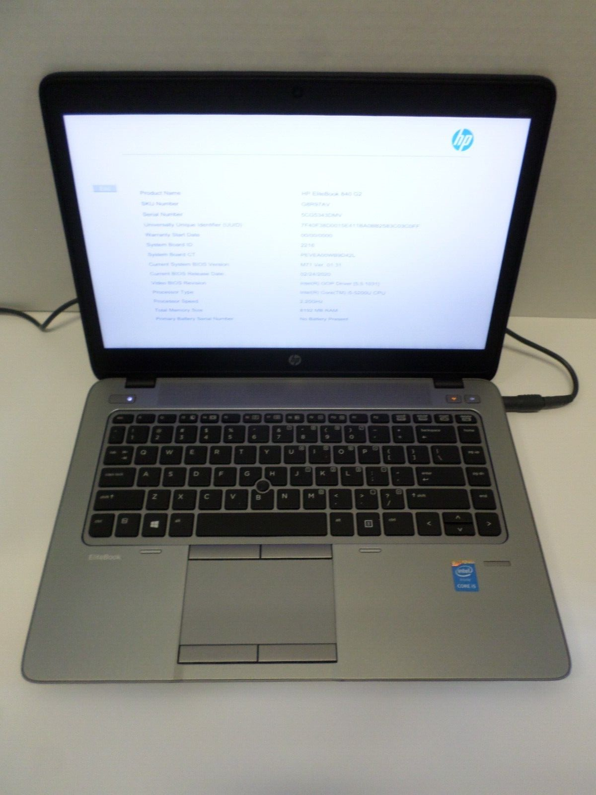 HP Elitebook 840 G2 i5-5200U 2.2GHz 8GB RAM No Battery/No HDD