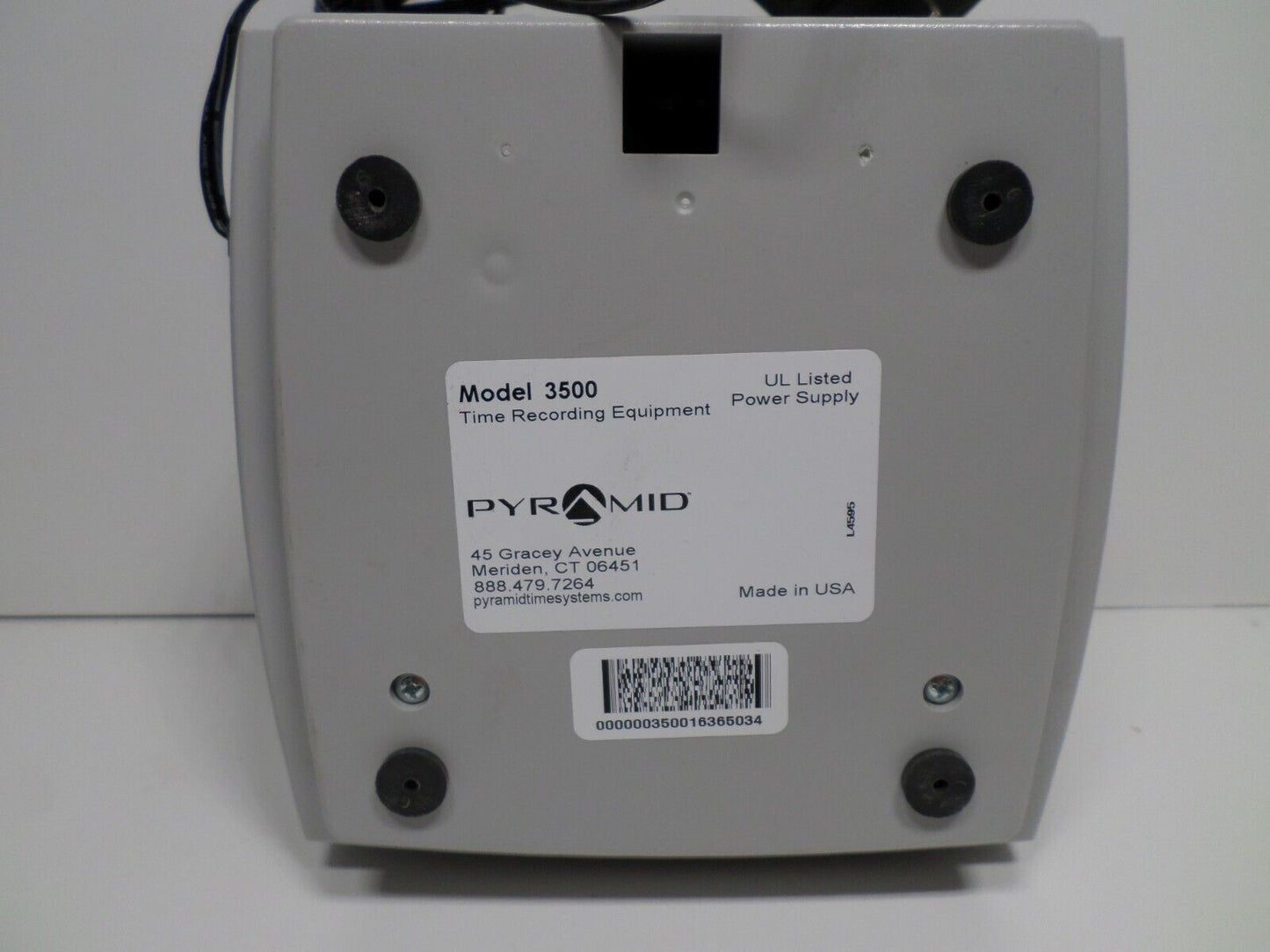 Pyramid 3500 Time Clock w/PwrCrd (PwrsOn) No Key - No Mounting Screws - USED