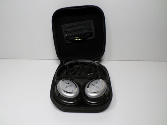 AblePlanet Linx Audio Active Noise Cancelling Travel Headphones Silver with Case