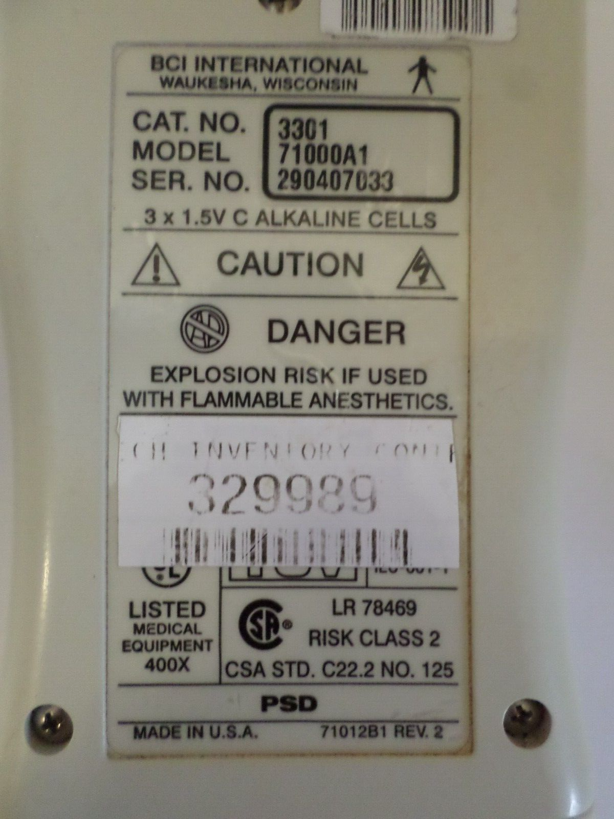 BCI 3301 OXIMETER with 3304 Spo2 Pulse-ox probe