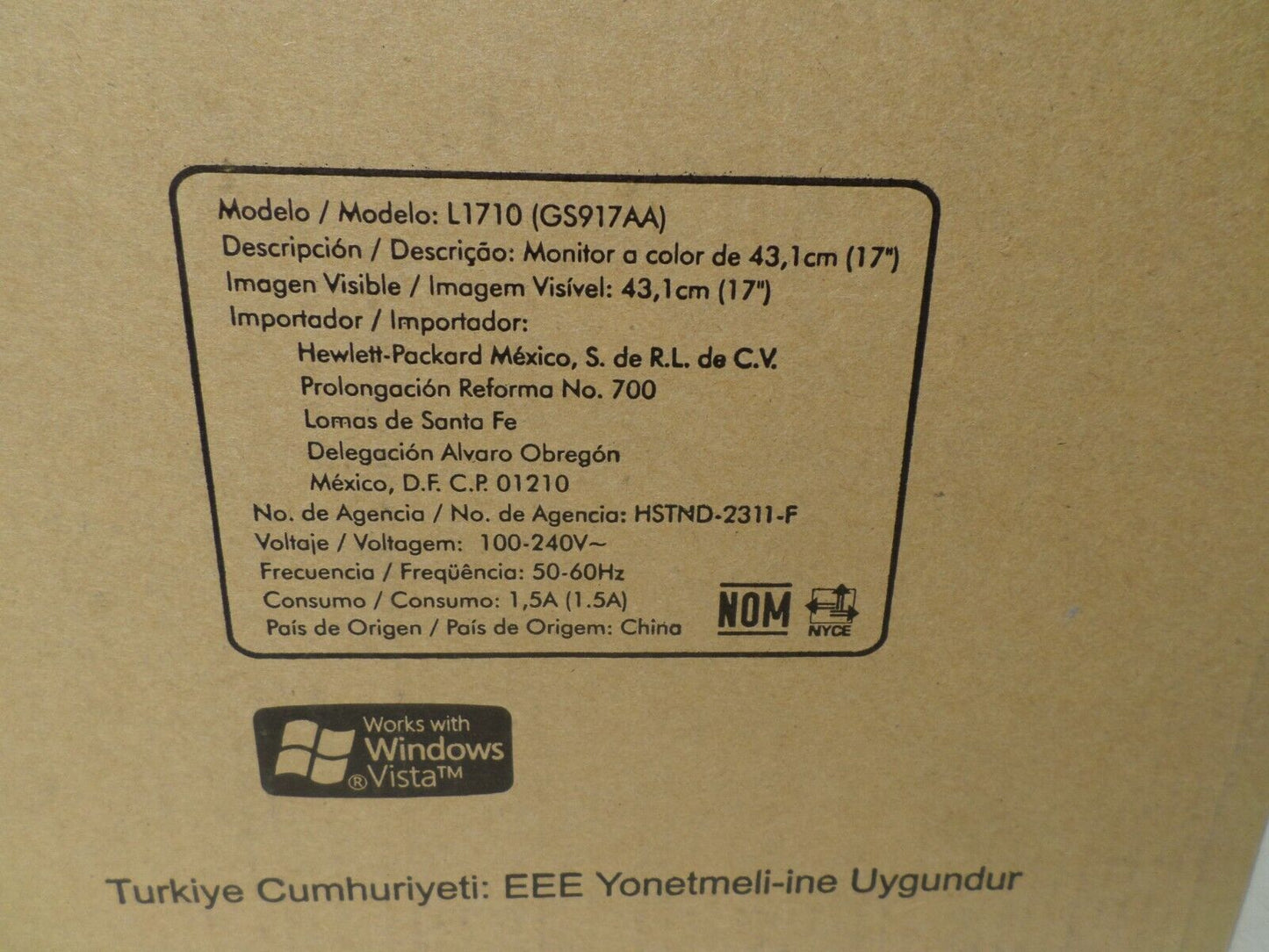 New HP L1710 17-inch LCD Monitor