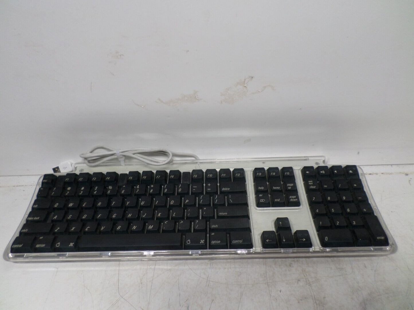 VINTAGE Apple Pro Keyboard Model M7803 Black Keys Clear Cover & Puck Mouse M4848
