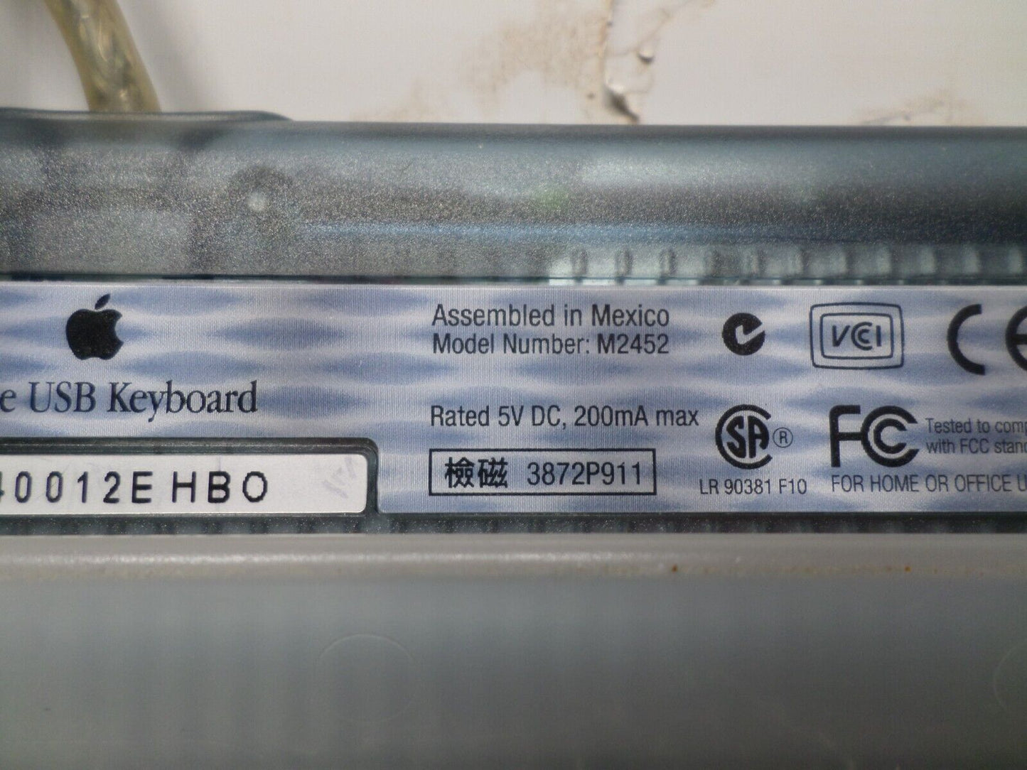 Vintage Apple USB Keyboard M2452 iMac Power Mac G3 G4 G5 Clear Gray