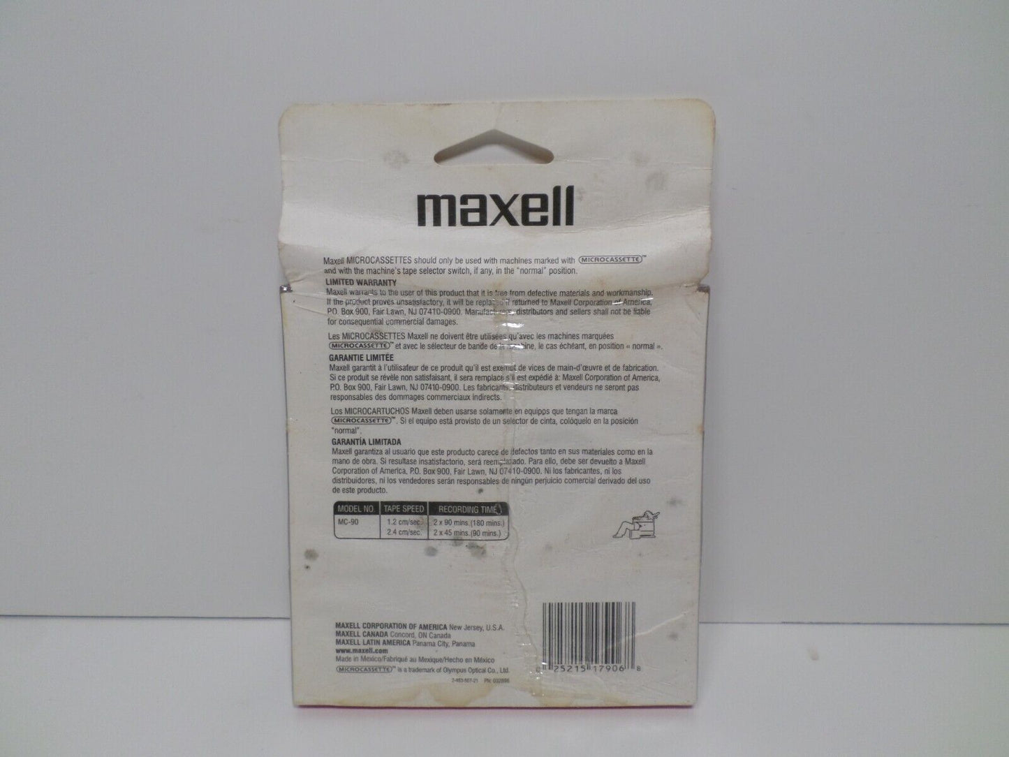 Maxell MC-90 MicroCassette 6 Pack 2x45 Minutes Recording Time