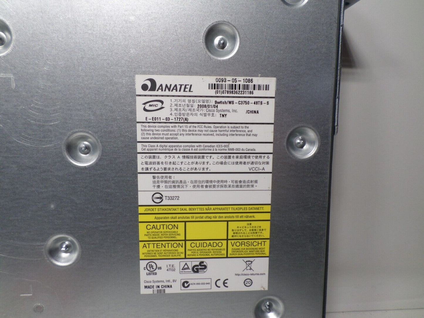 Cisco WS-C3750-48TS-S 48 Port Switch - FREE PRIORITY SHIPPING