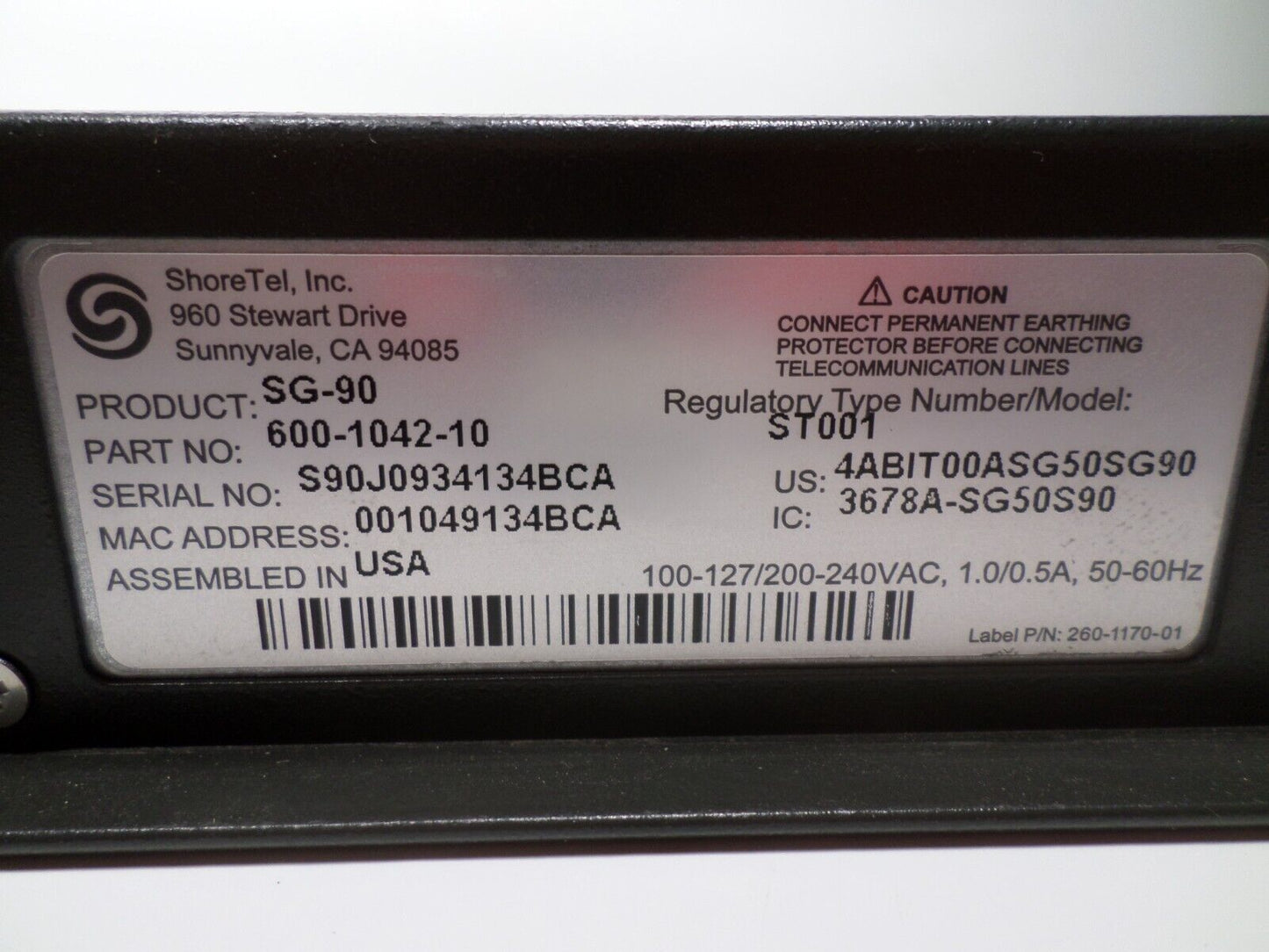 SHORETEL SHOREGEAR 90V SG-90V VOICE SWITCH 600-1060-21