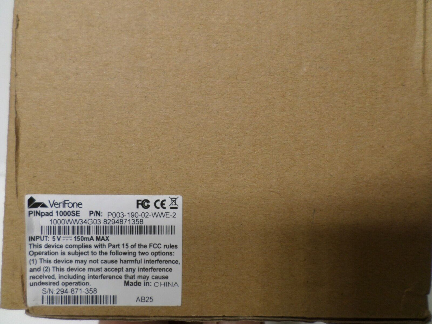 NEW VeriFone Pinpad 1000SE P003-190-02-WWE-2 USB Credit Card Terminal