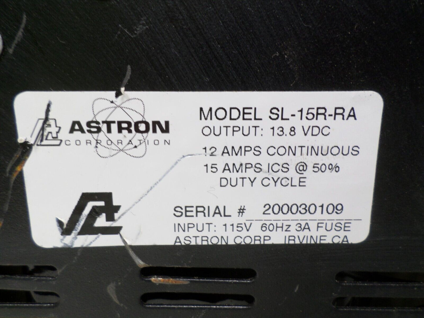 Astron SL-15R-RA 15 Amp Power Supply W/ Motorola Radius GM300