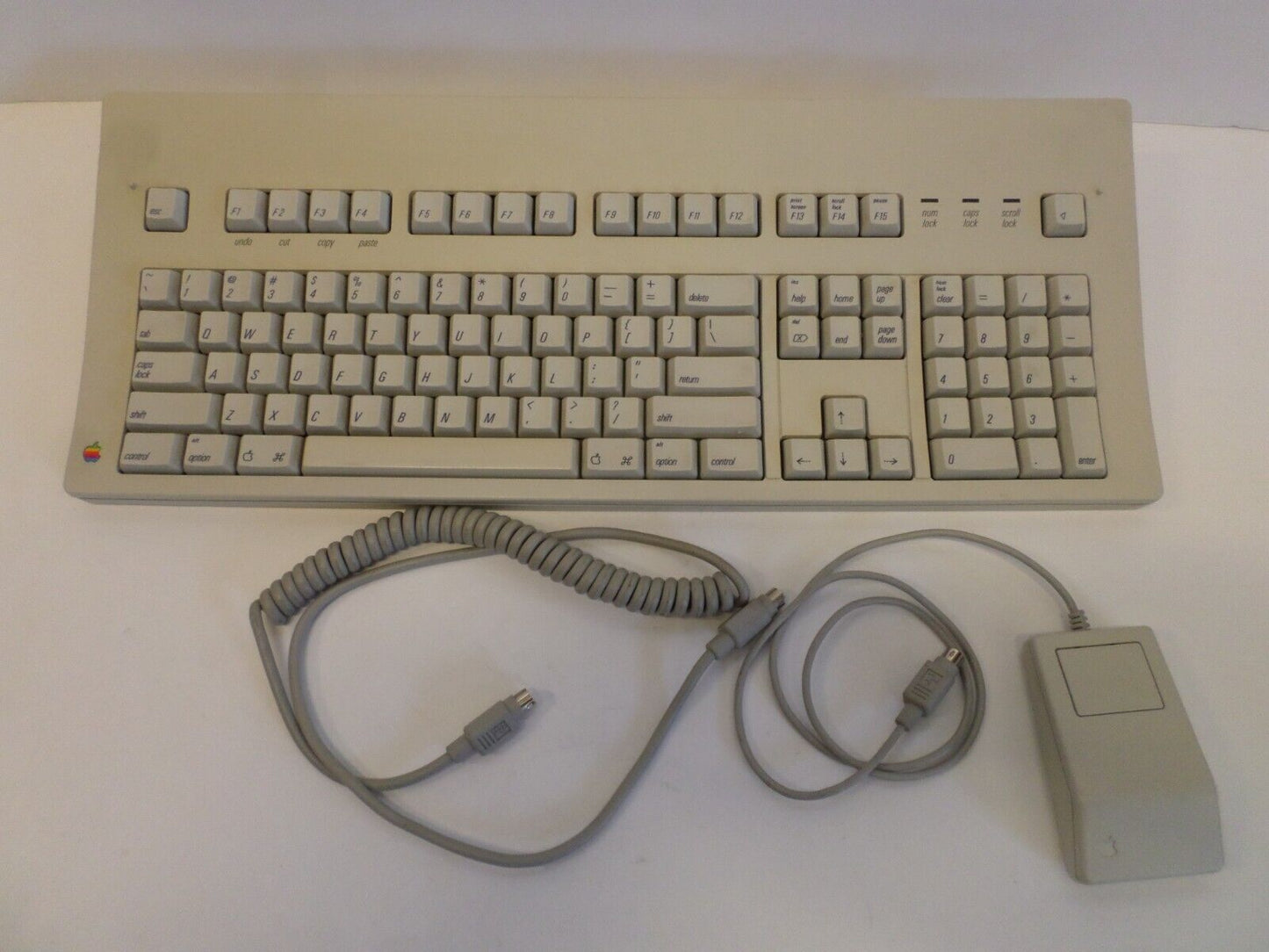 Apple Extended Keyboard Macintosh SE IIgs ADB Bus M0115 With Mouse & Cable! RARE
