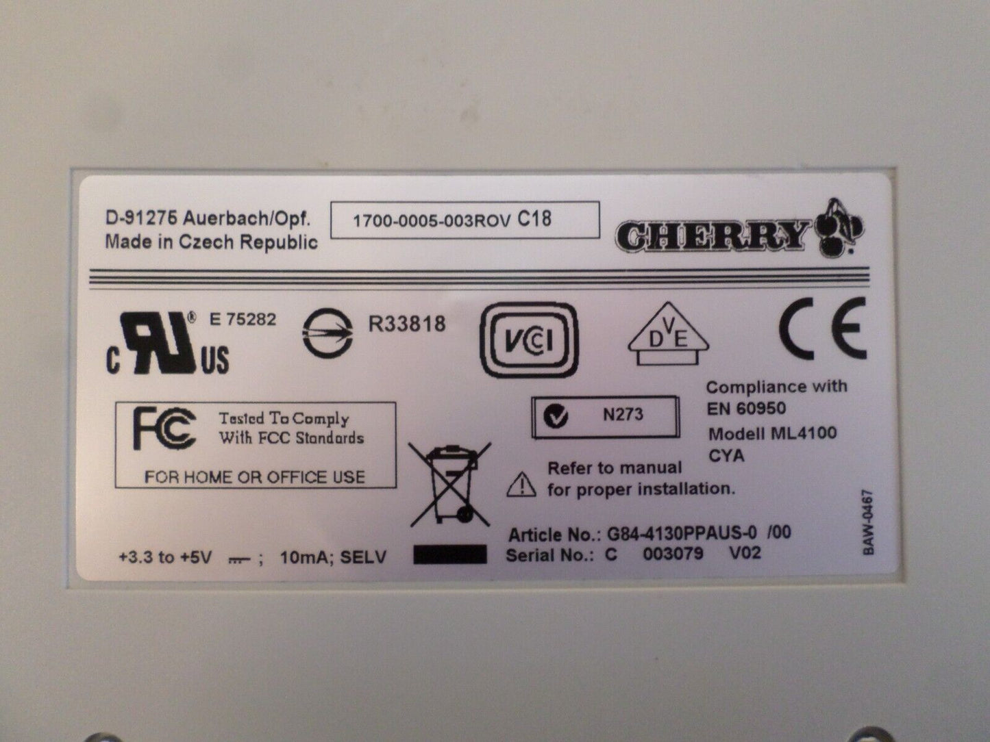Vintage Cherry Mini Mechanical Compact Keyboard Model ML4100 USB OEM