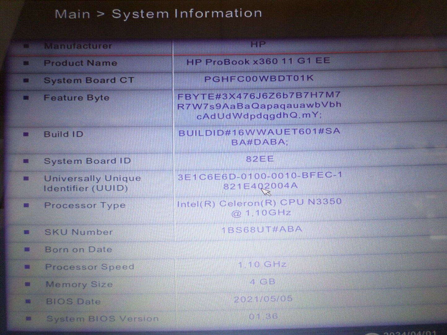 HP ProBook X360-11-G1-EE PENTIUM N3350@1.10GHz 4GB 128SSD WEBCAM TOUCHSCREEN