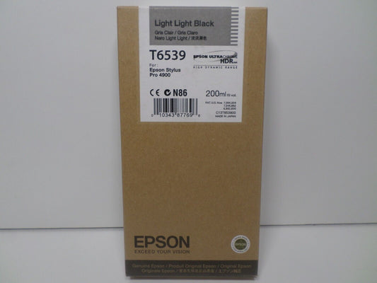 12-2014 Genuine Epson Light Light Black Ink T6539 Stylus Pro 4900 200ml New