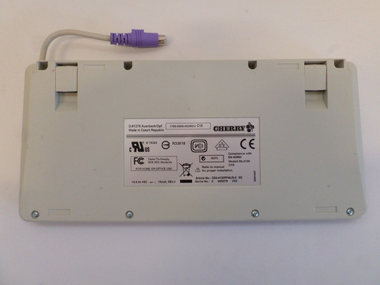 Vintage Cherry Mini Mechanical Compact Keyboard Model ML4100 USB OEM