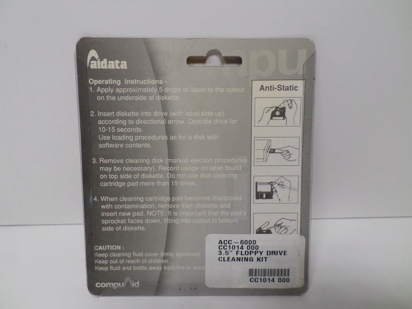 Aidata CK005 3.5" Inch Floppy Drive Cleaning Kit