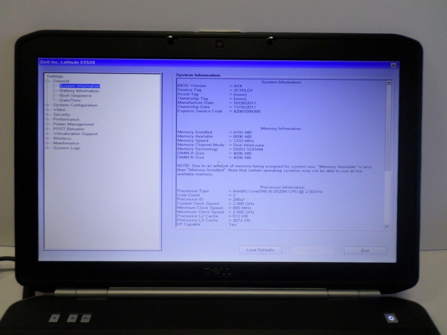 Dell Latitude E5520 Laptop Notebook i5-2520M 2.5GHz 8GB No HDD/Caddy