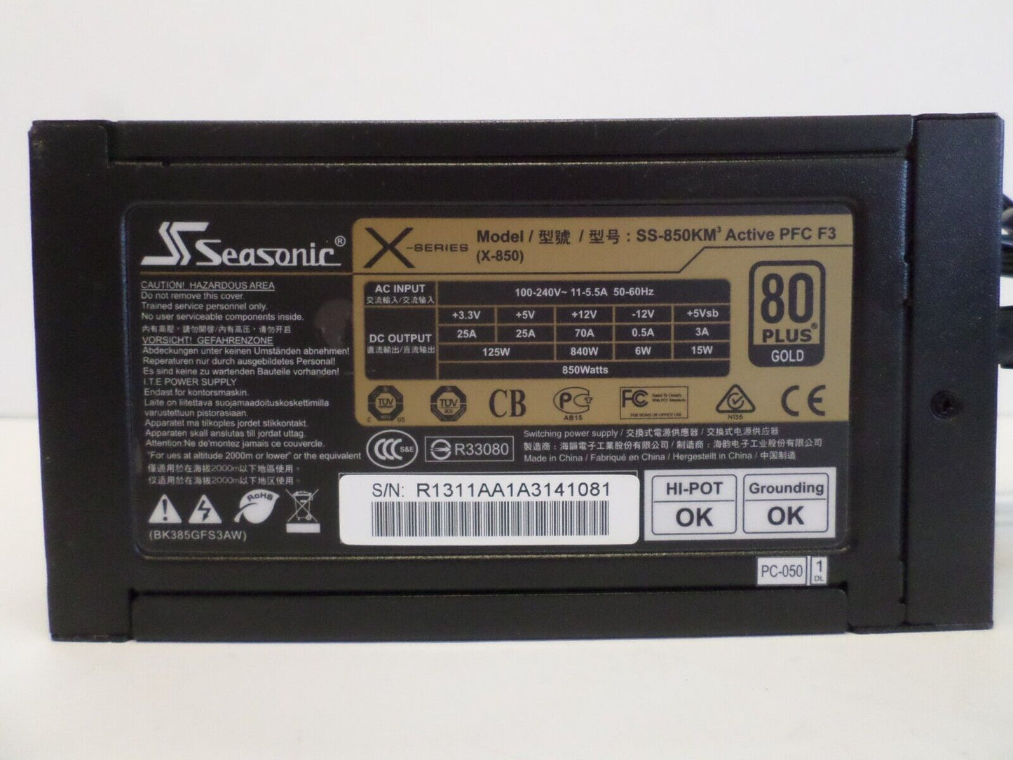 Seasonic SS-850KM X Series 850W 80 Plus Gold Fully Modular ASIC Power Supply