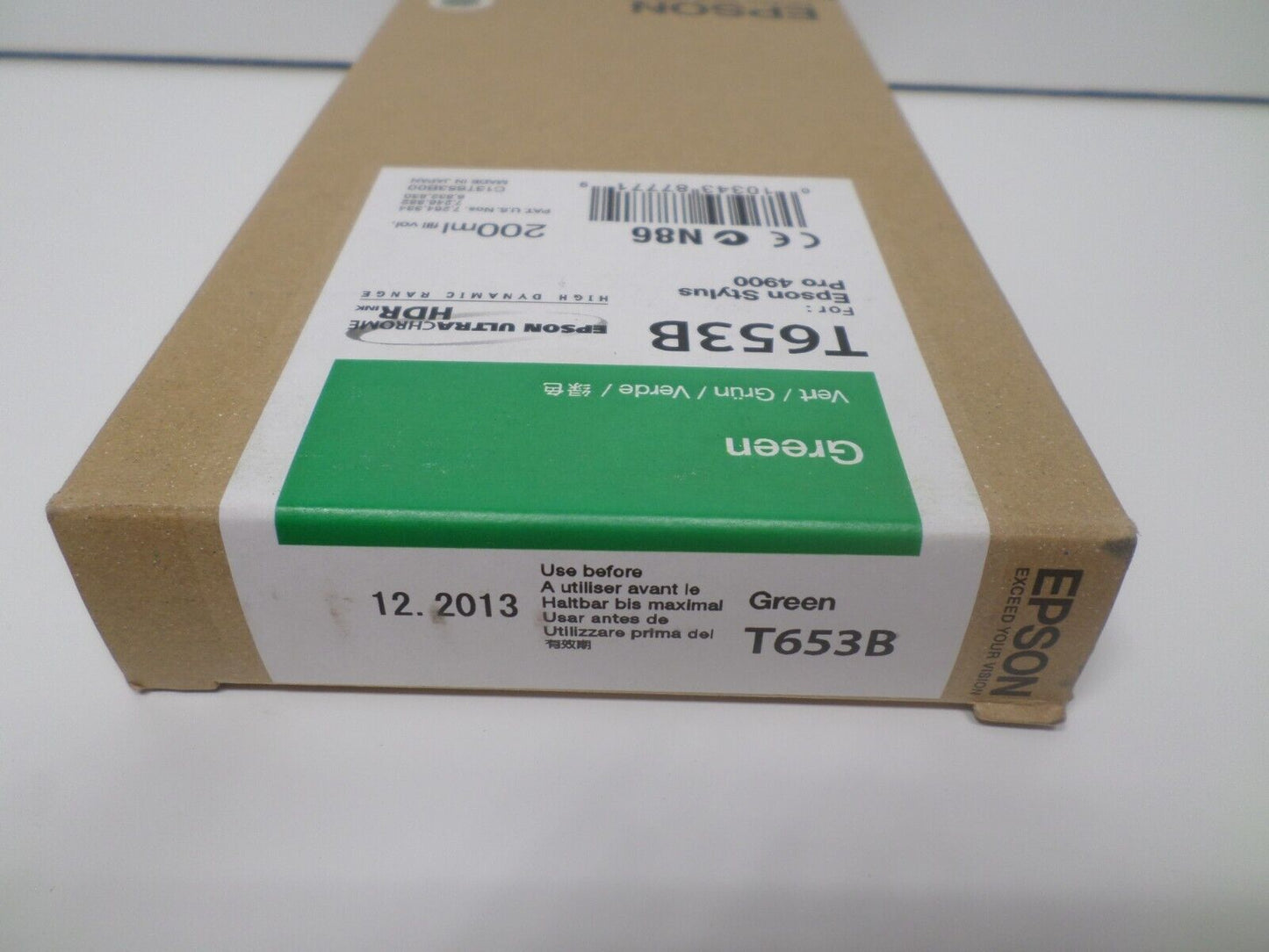 12-2013 Genuine Epson T653B 200ml Green Ultrachrome HDR Ink 4900