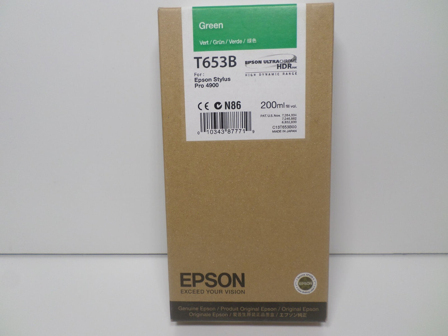 12-2013 Genuine Epson T653B 200ml Green Ultrachrome HDR Ink 4900