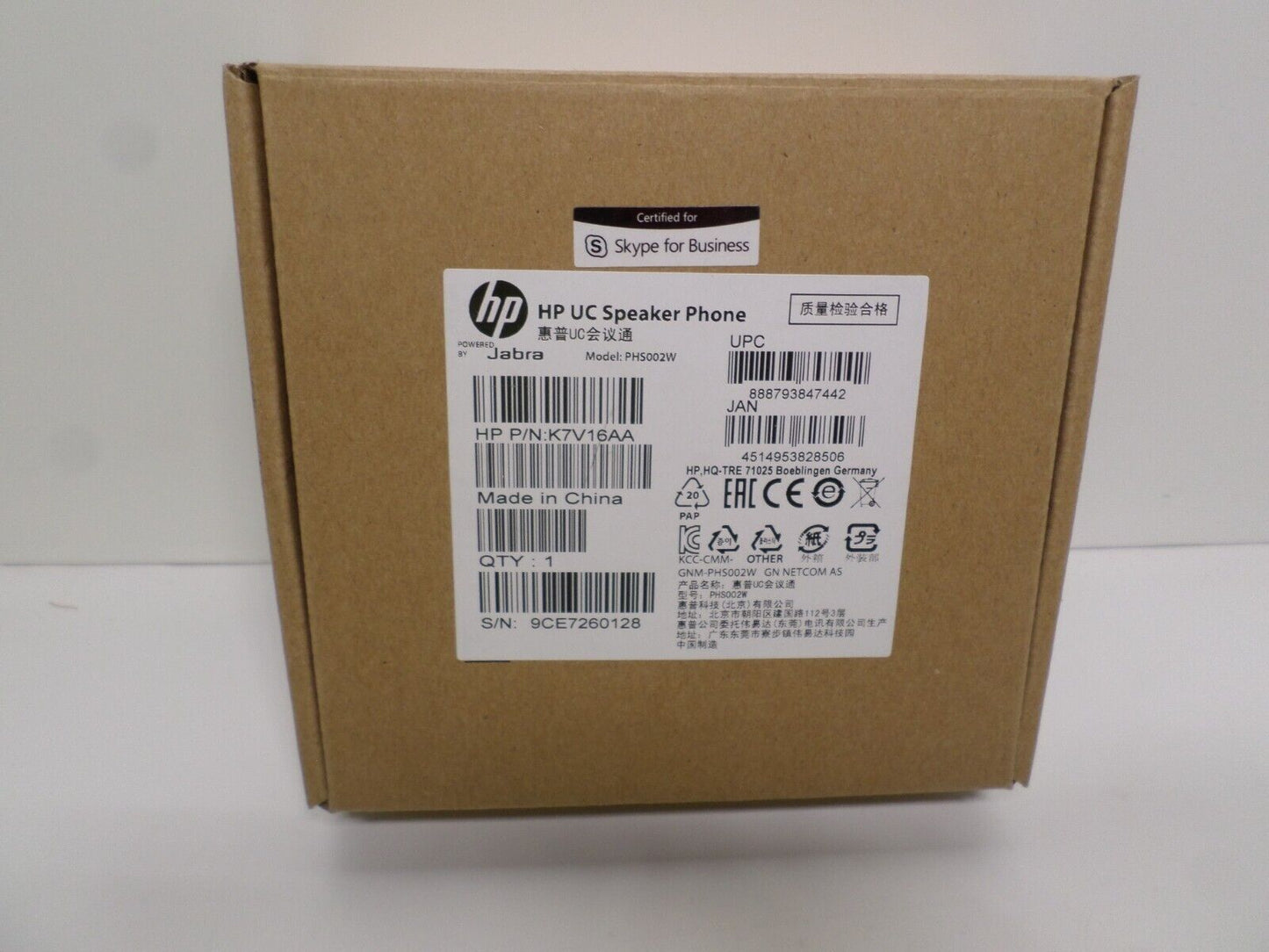 Genuine HP UC Speaker Phone Jabra SPEAK 510 MS USB/Bluetooth K7V16AA PHS002W