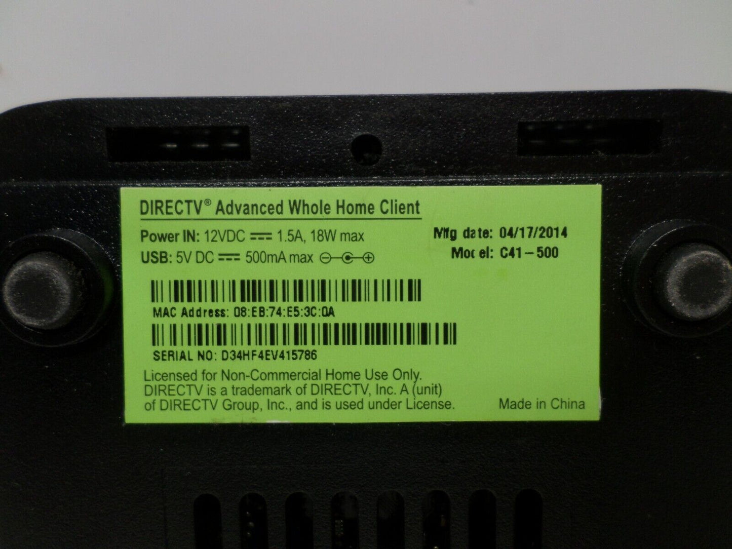 Direct TV C41-500 Advanced Whole Home Client with Power Adapter