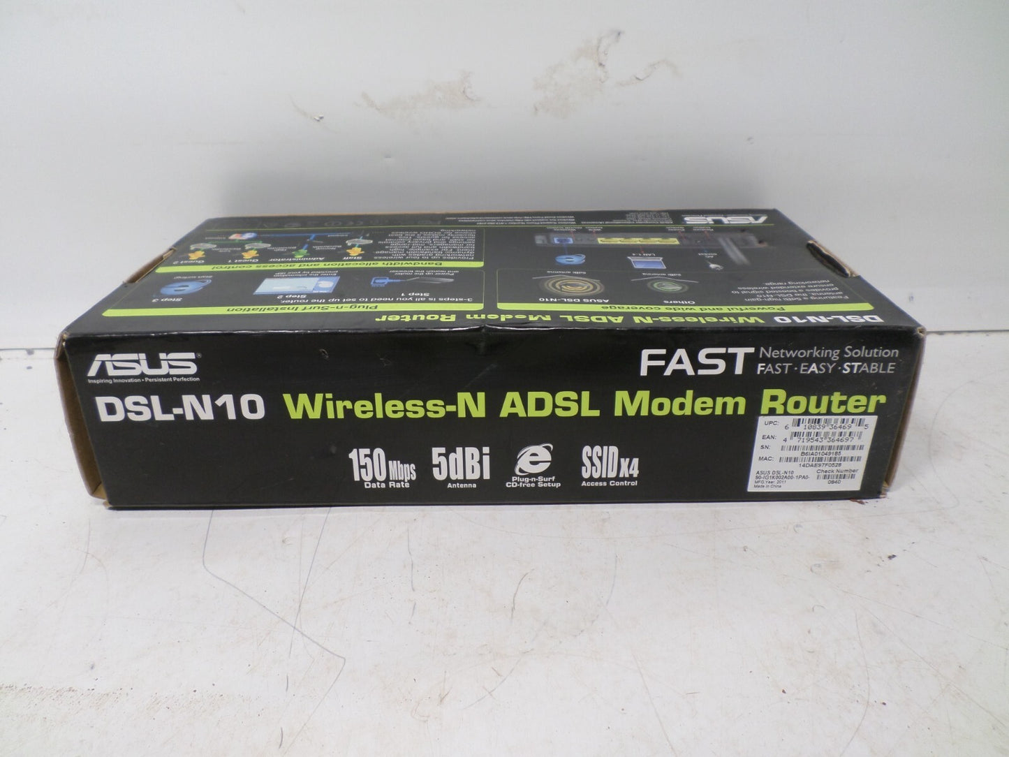 ASUS DSL-N10 Wireless-N 150 Entry Home Router: Fast Ethernet and support - New