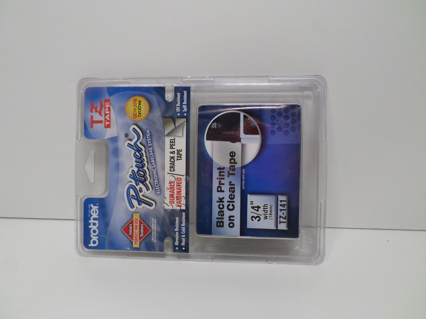 Genuine Brother P-touch TZ-141 Label 3/4" Black Print on Clear Tape New Sealed