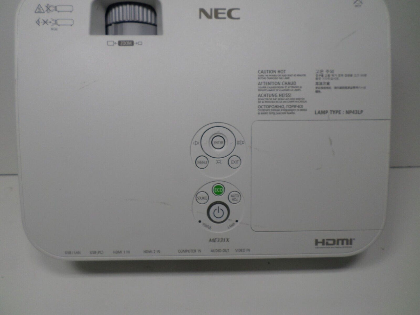 NEC ME331X 3300 Lumens 3LCD with HDMI 49 Lamp Hours
