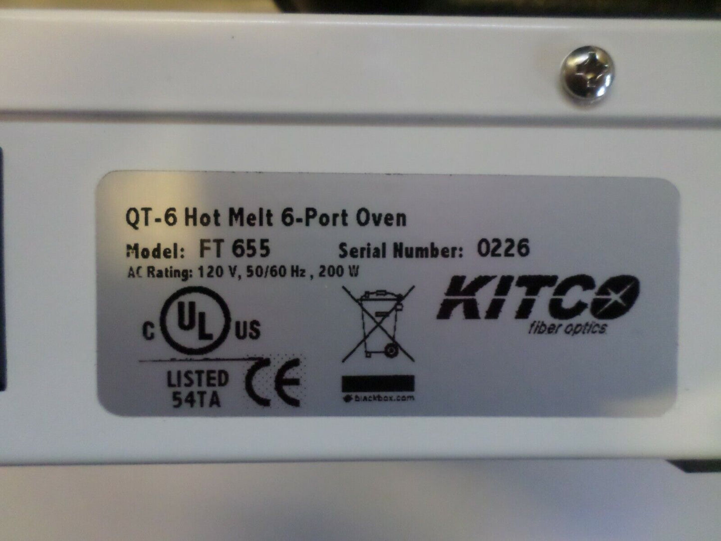 KITCO Hot Melt 6-Port Oven QT-6 Fiber Connector Termination CONNECTORS INCLUDED!