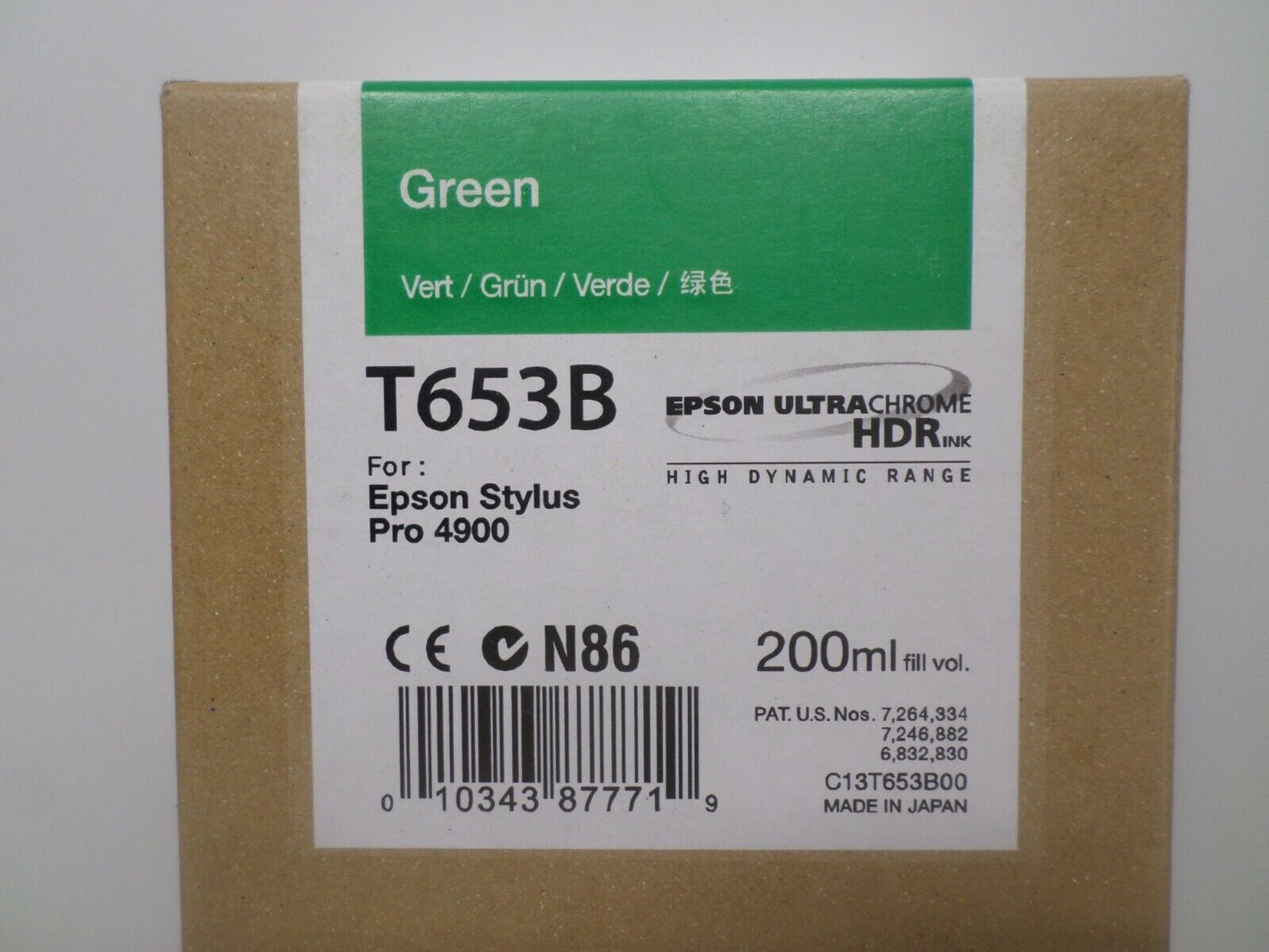 12-2013 Genuine Epson T653B 200ml Green Ultrachrome HDR Ink 4900