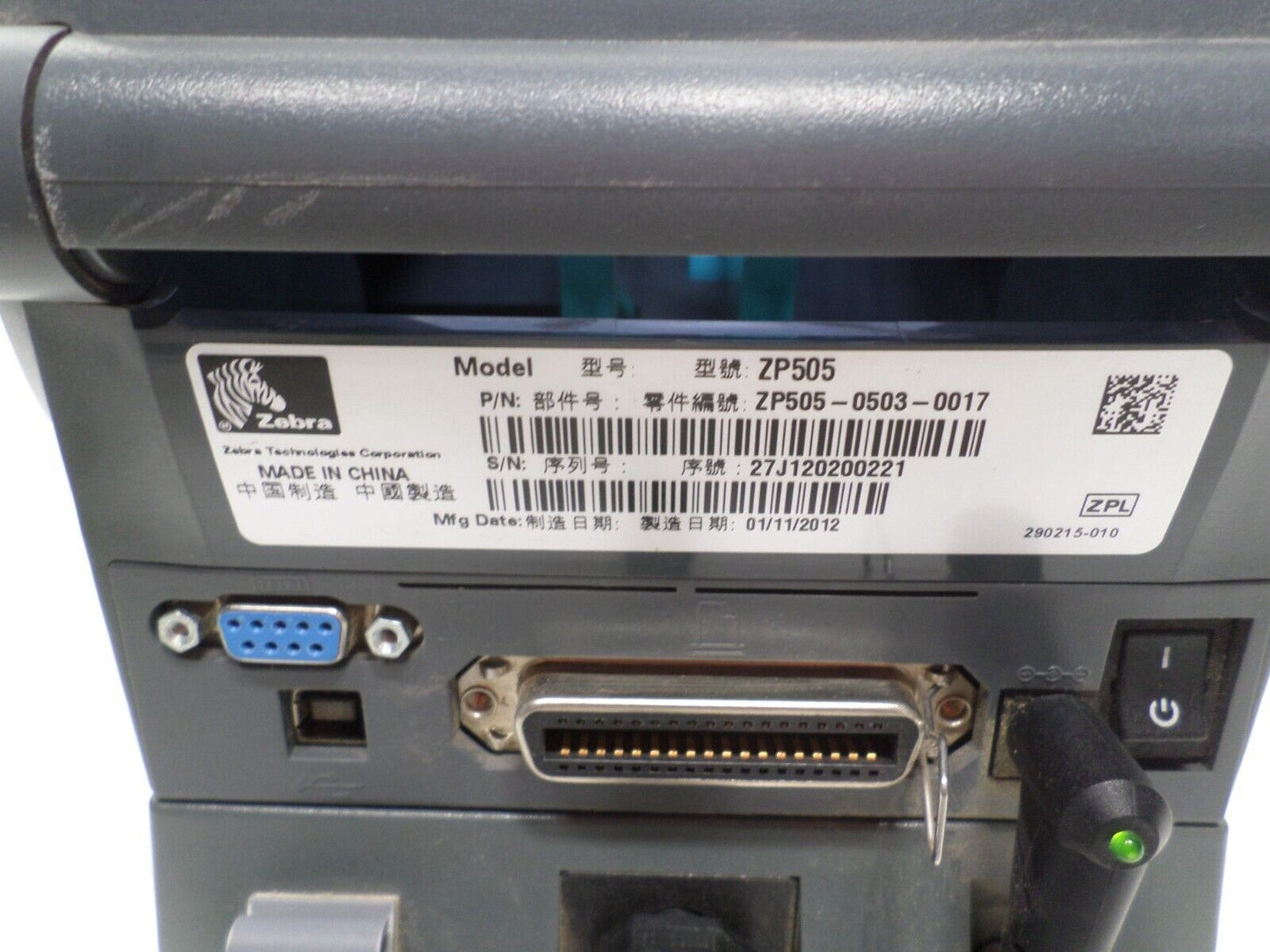 Zebra ZP505- Thermal Label Printer W/Power Cord