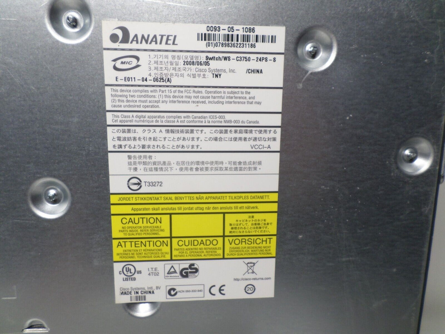 Cisco Catalyst 3750 WS-C3750-24PS-S 24 Port Fast PoE Ethernet Switch