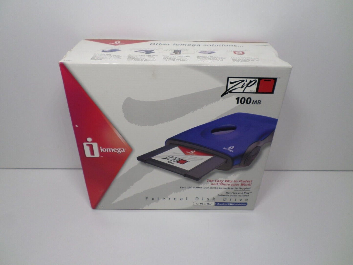 NEW! Iomega Zip 100MB External Disk Drive Blue USB Powered PC/Mac Iomega Sync