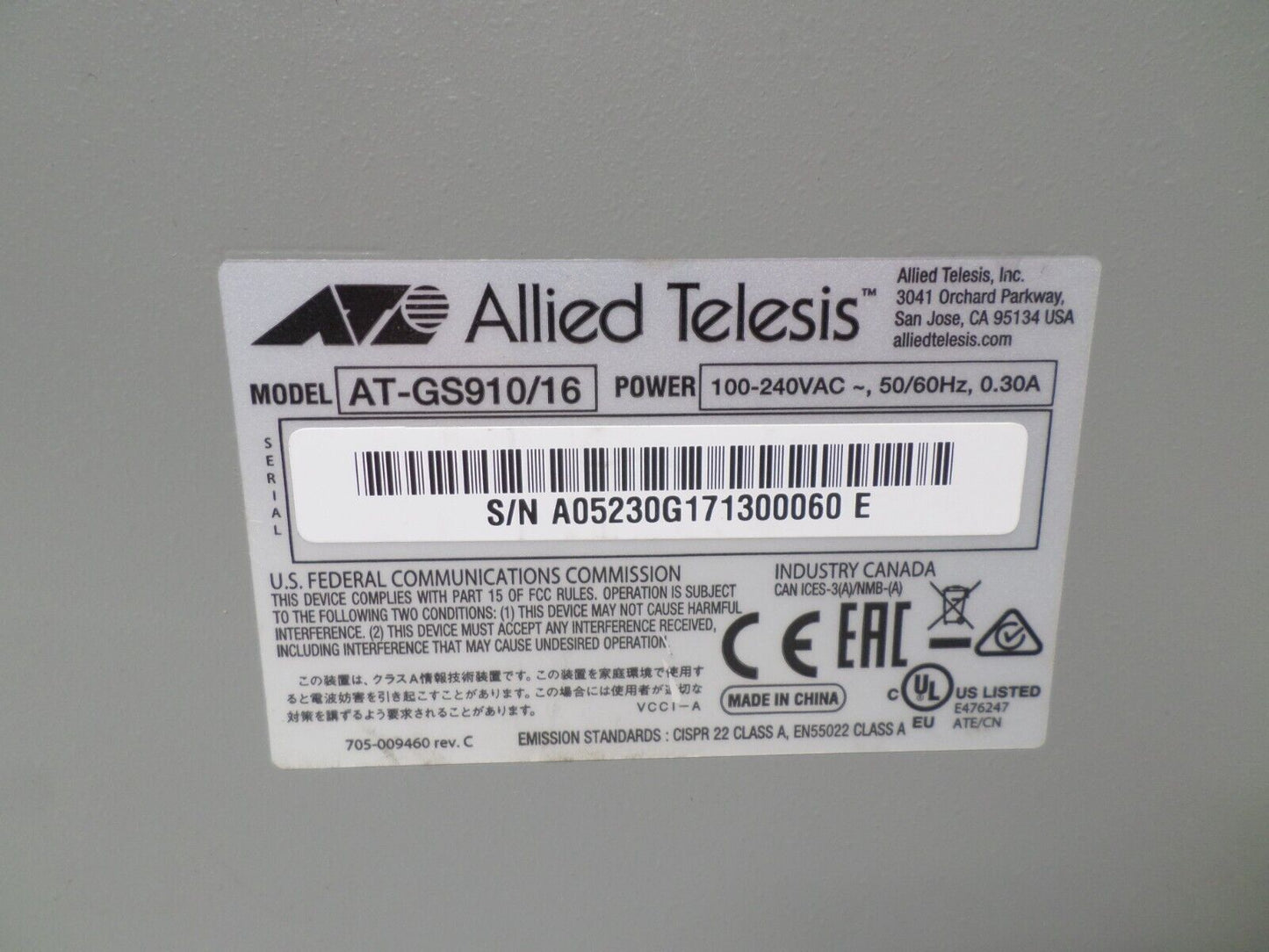 Allied Telesis AT-GS910/16 Gigabit Unmanaged Network Switch with Power Cord
