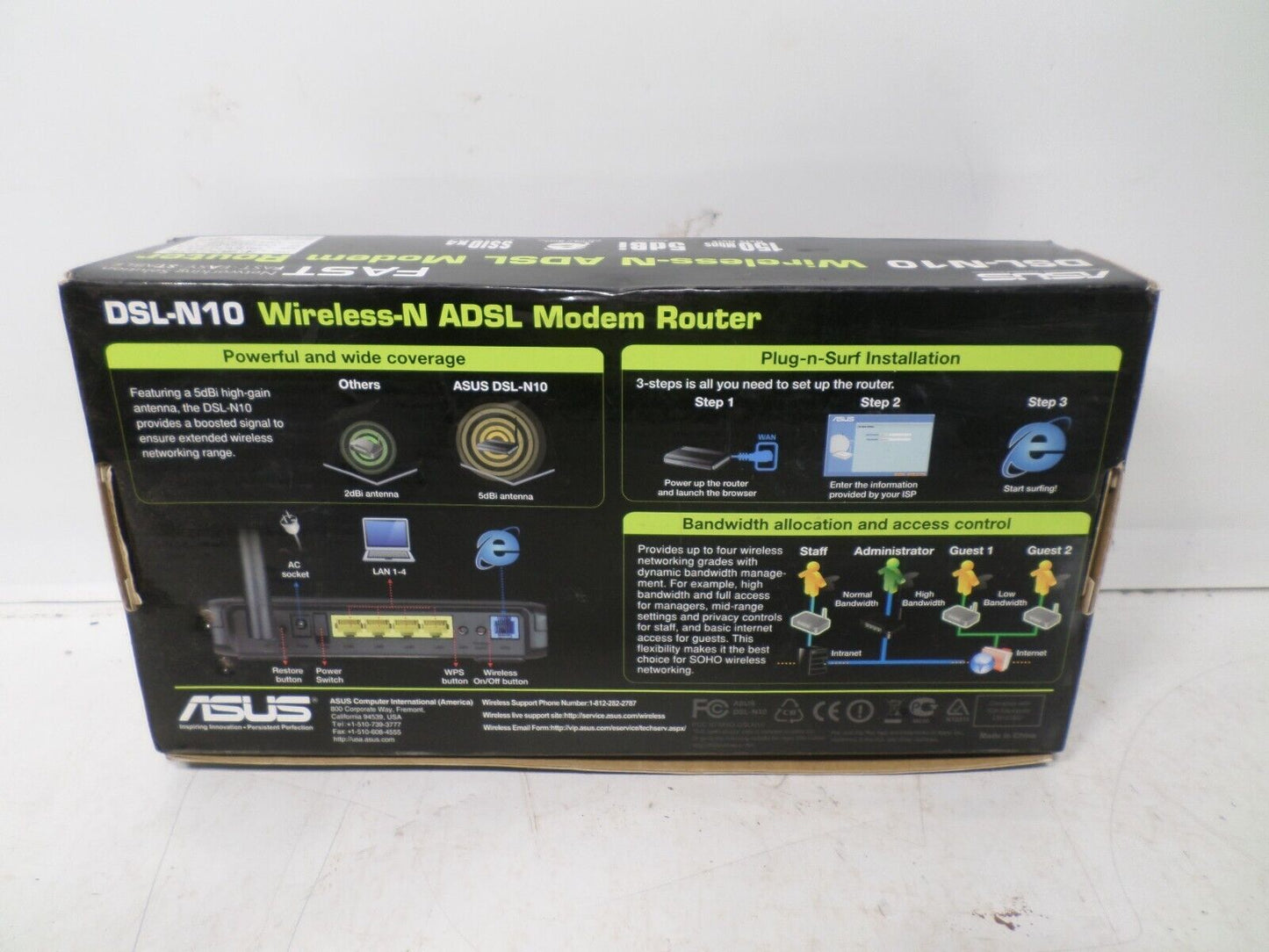 ASUS DSL-N10 Wireless-N 150 Entry Home Router: Fast Ethernet and support - New