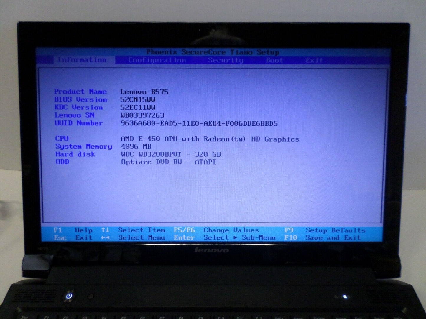 Lenovo B575 1450ALU Laptop, AMD E-450 1.65GHz 4GB Ram 320GB HDD
