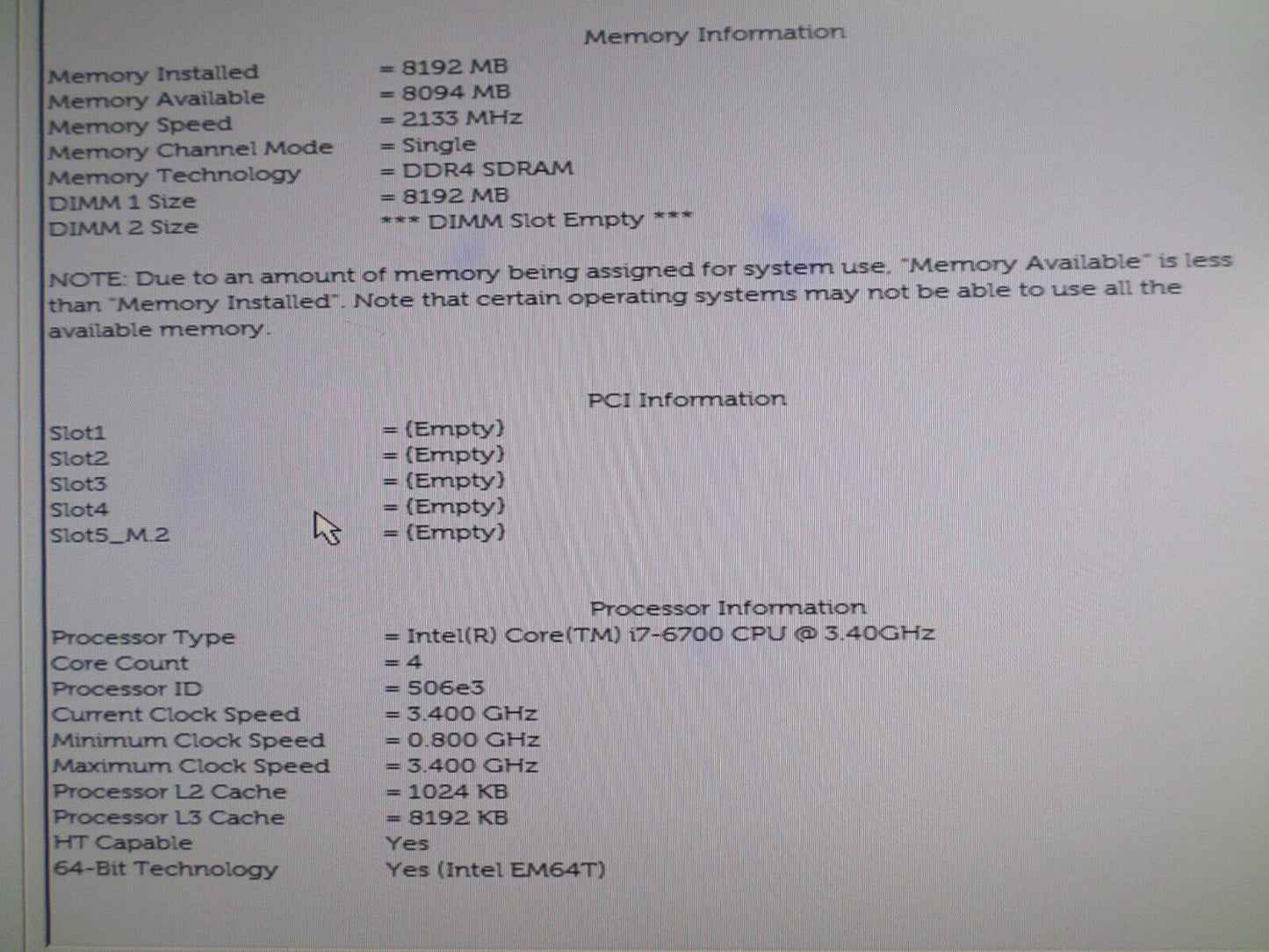 Dell Optiplex 3050 SFF i7-6700 3.40GHz 8GB RAM No HDD/OS