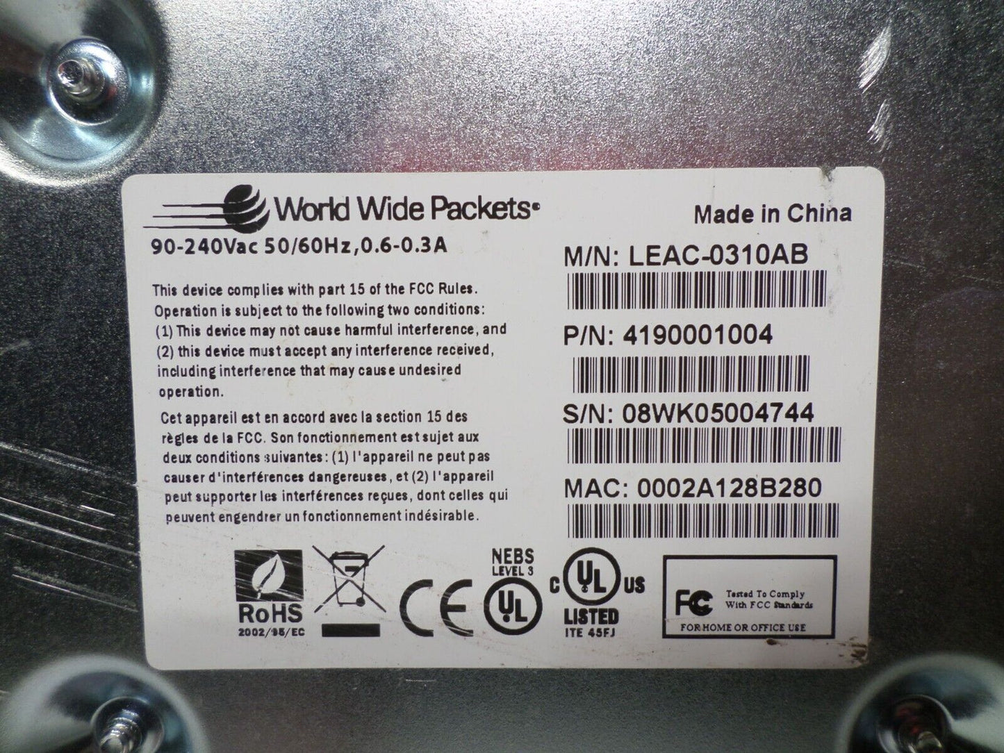 LE-310 World Wide Packets LEAC-0310AB Lightning Edge 310 Ciena Switch + 1x SFP