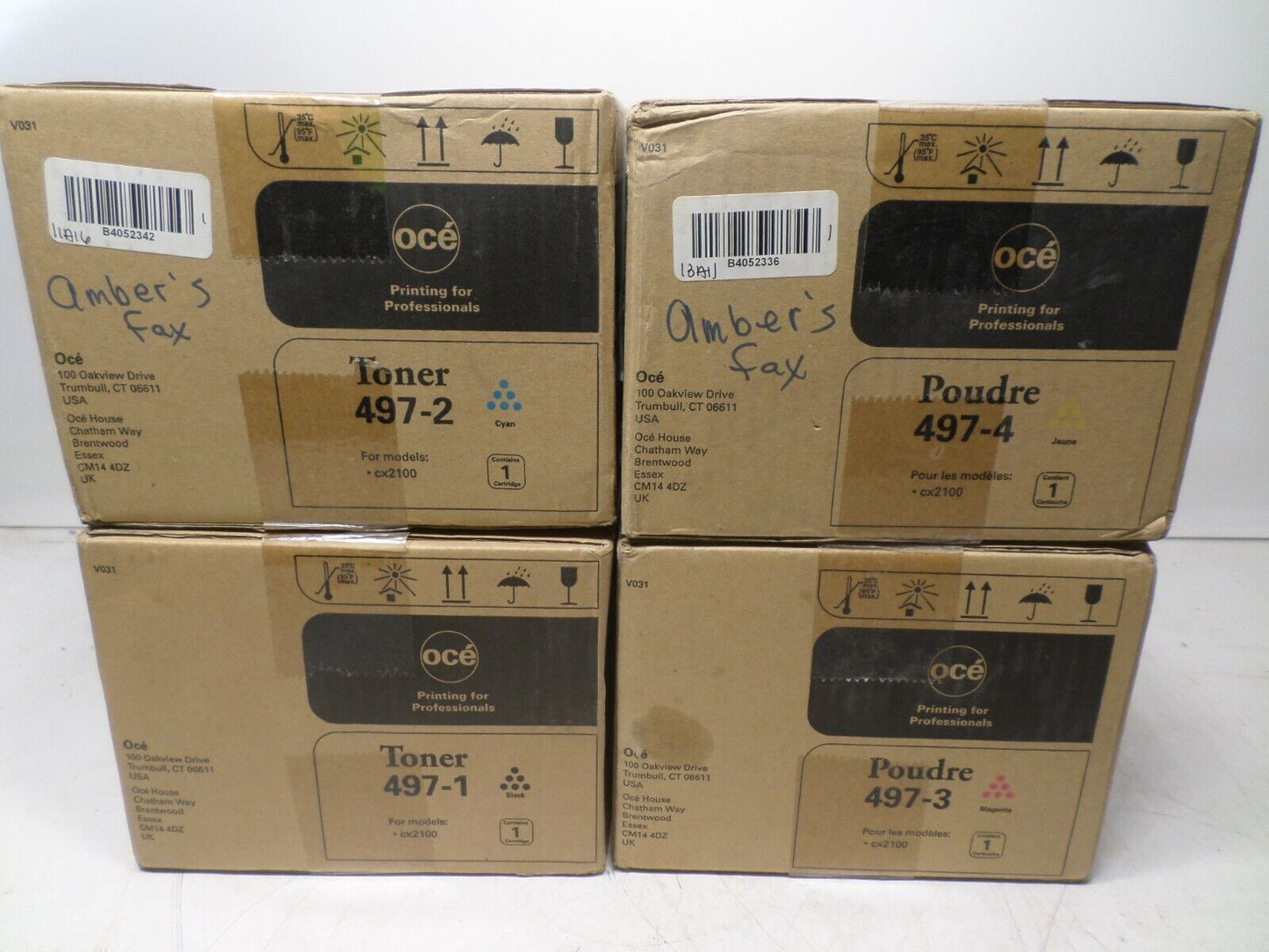 Oce CX2100 * SET OF FOUR * Toner Cartridge 497-1,497-2,497-3,497-4