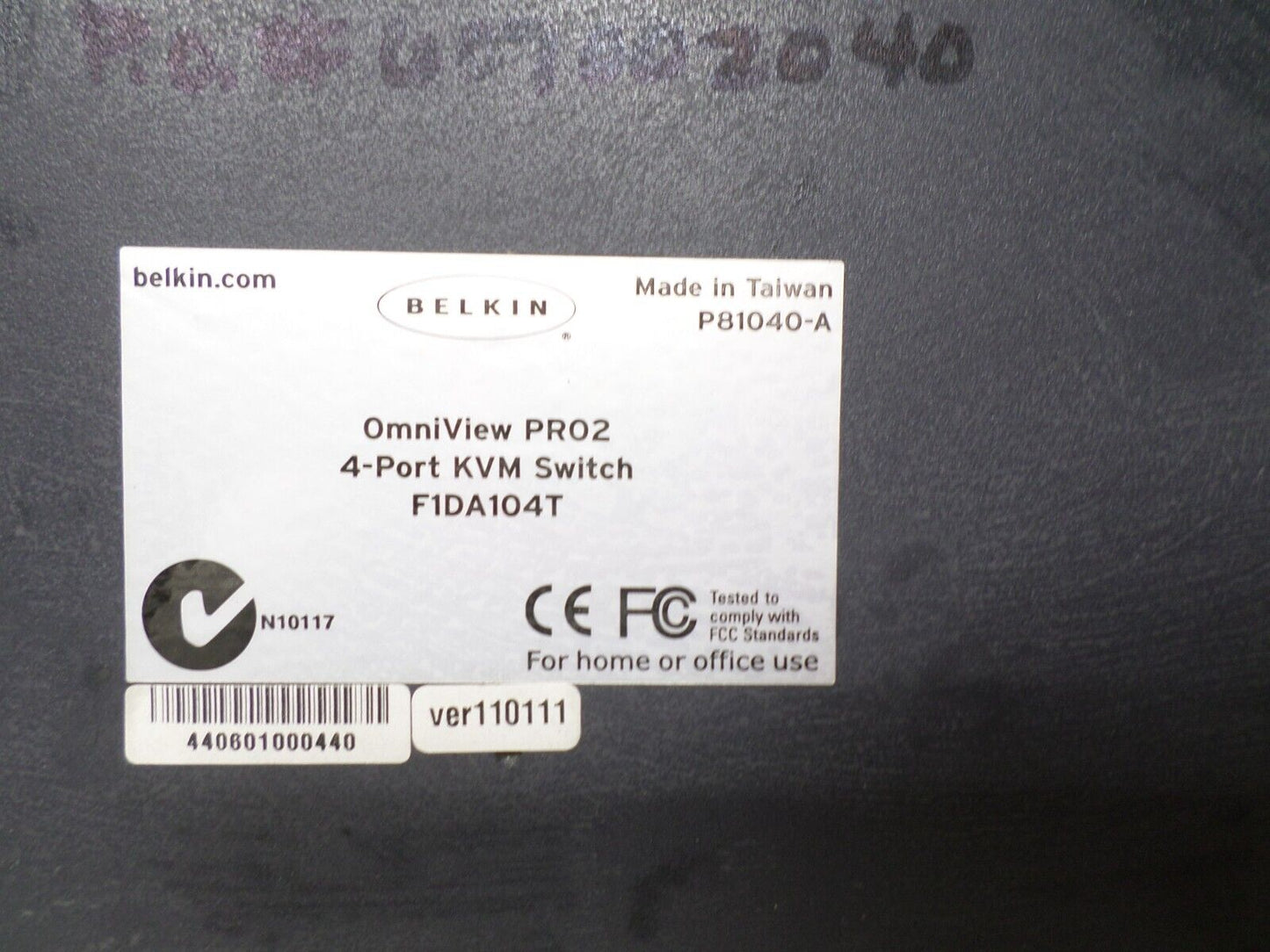 BELKIN OmniView PRO2 4 PORT KVM SWITCH F1DA104T