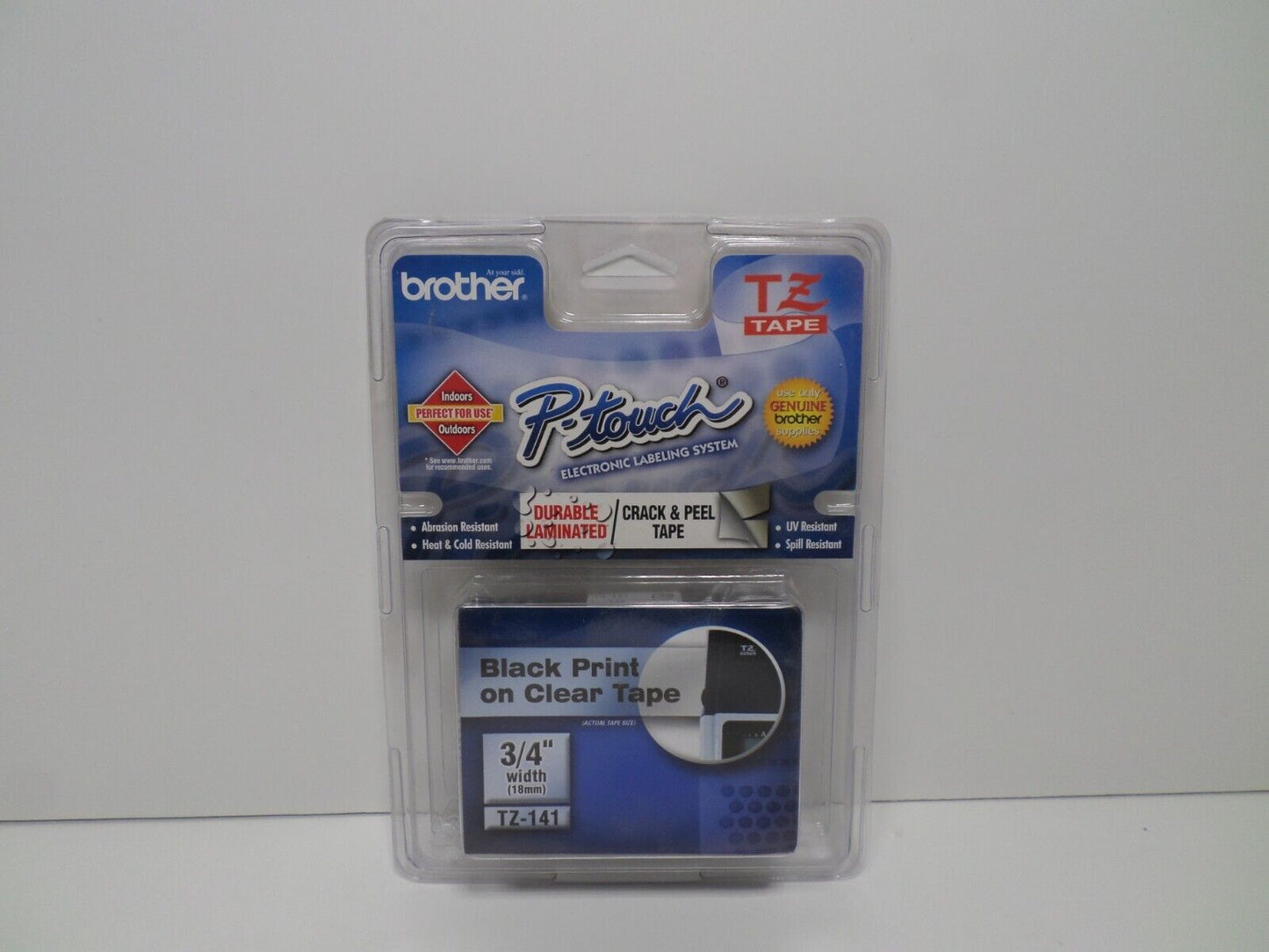 Genuine Brother P-touch TZ-141 Label 3/4" Black Print on Clear Tape New Sealed