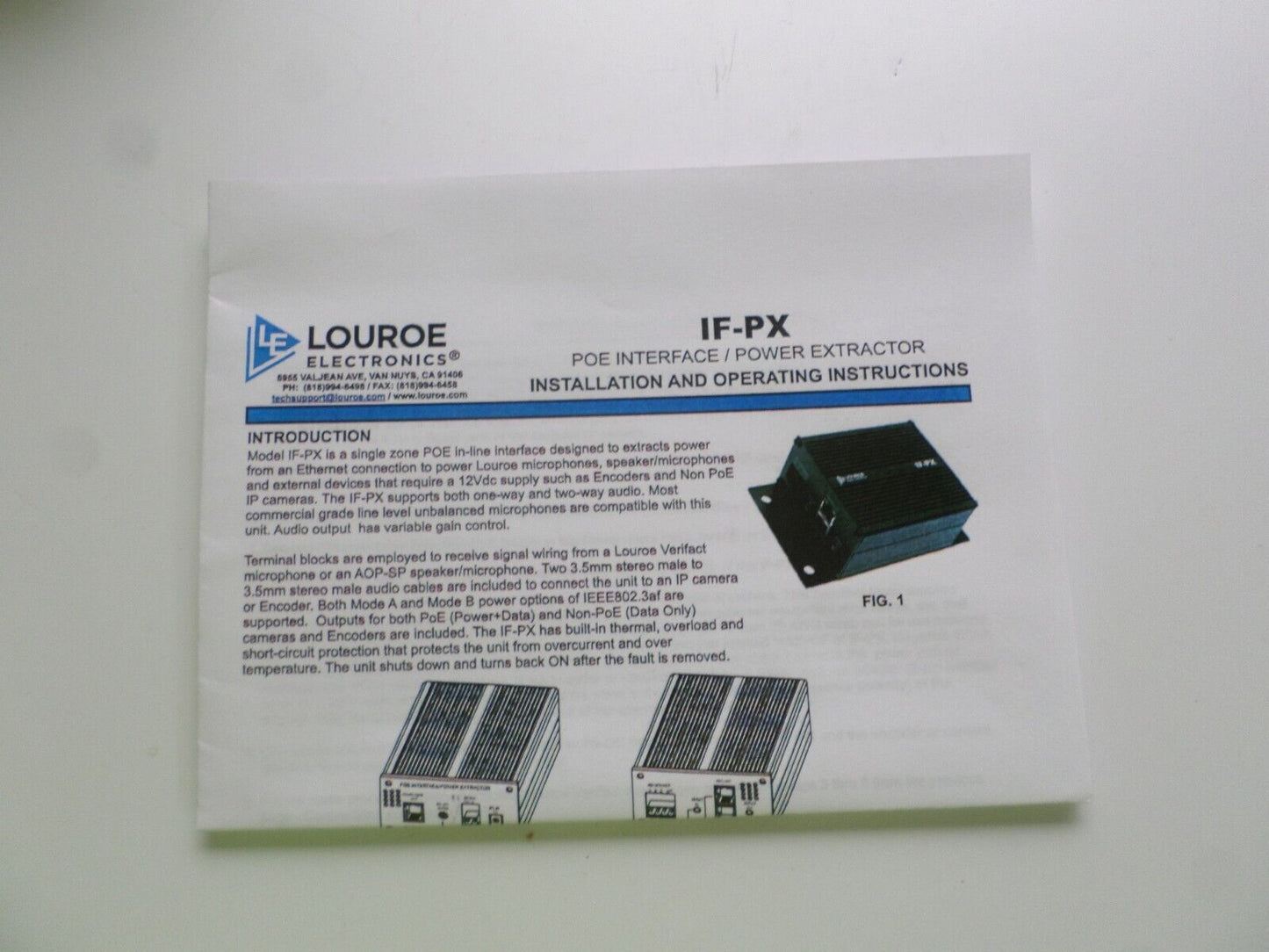 LOUROE LE-520 IF PX AUDIO INTERFACE POE EXTRACTOR C5-6