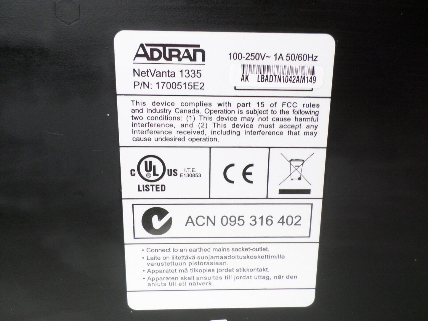 ADTRAN NETVANTA 1335 1700515G2 24-PORT ROUTER, NEW OPEN BOX
