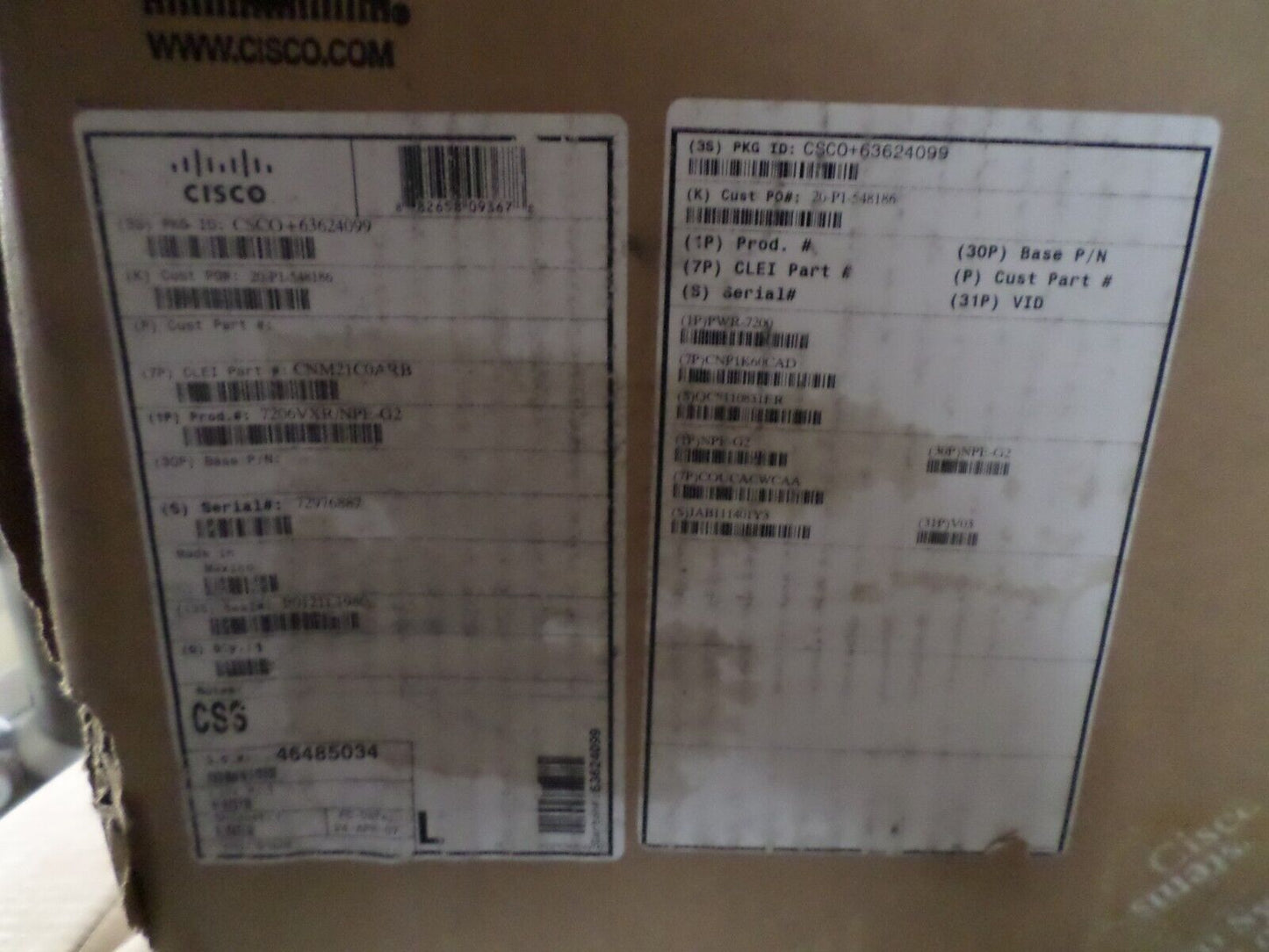 NEW CISCO 7206VXR Router w/NPE-G2 Network Processing ENGINE 2 2 PSU