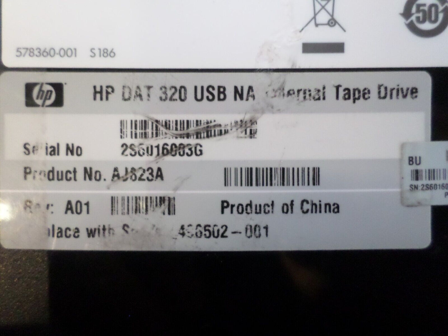 HP Tape Drive DAT 320 DDS7 DAT320 USB 320Gb EXTERNAL SPS 496502-001 AJ823A
