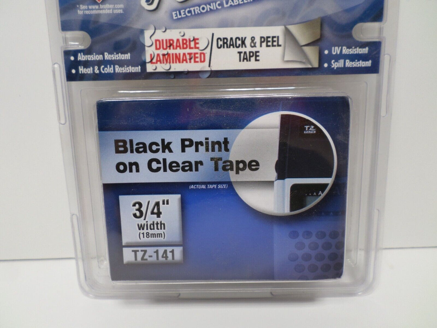 Genuine Brother P-touch TZ-141 Label 3/4" Black Print on Clear Tape New Sealed