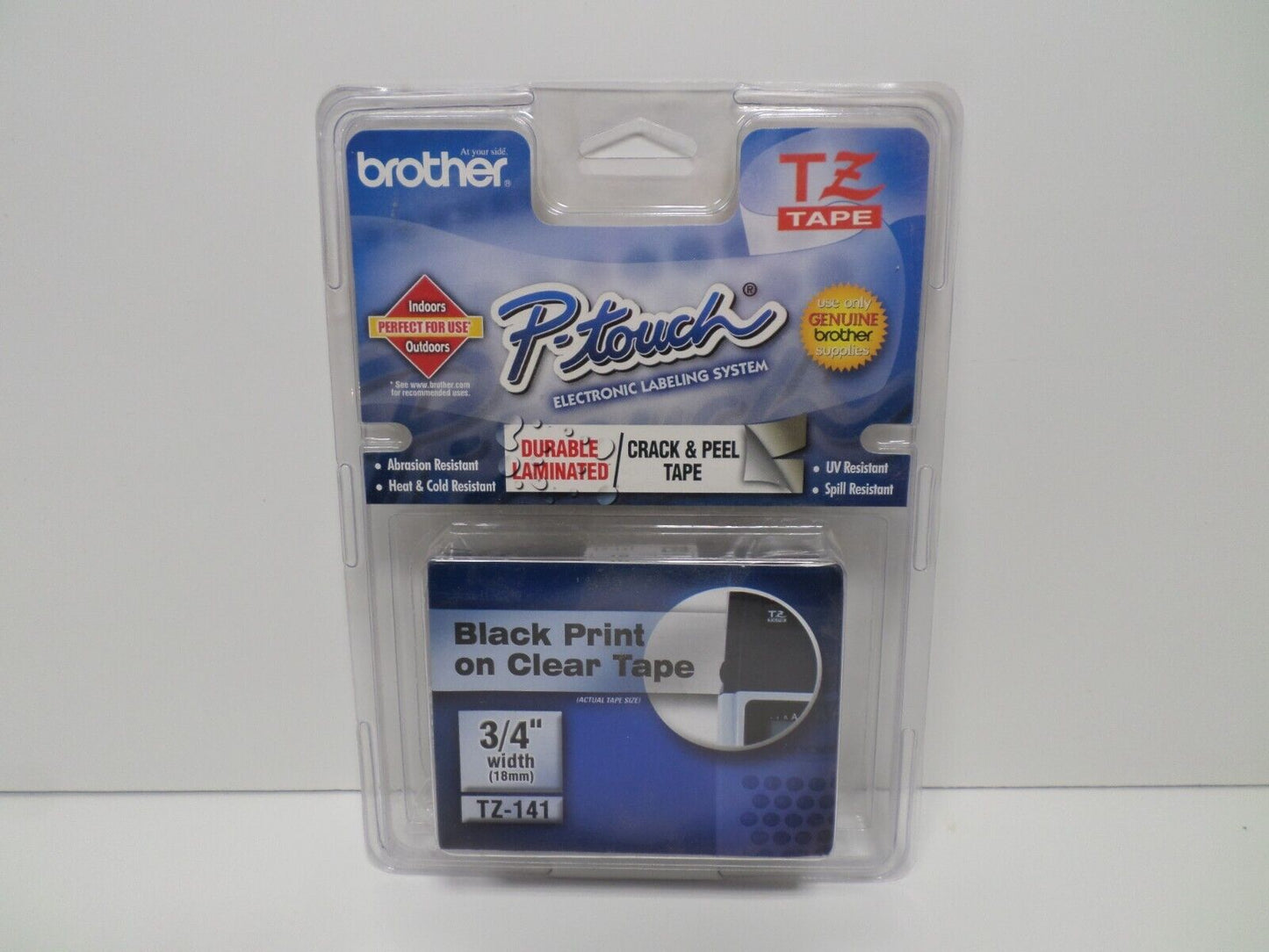 Genuine Brother P-touch TZ-141 Label 3/4" Black Print on Clear Tape New Sealed