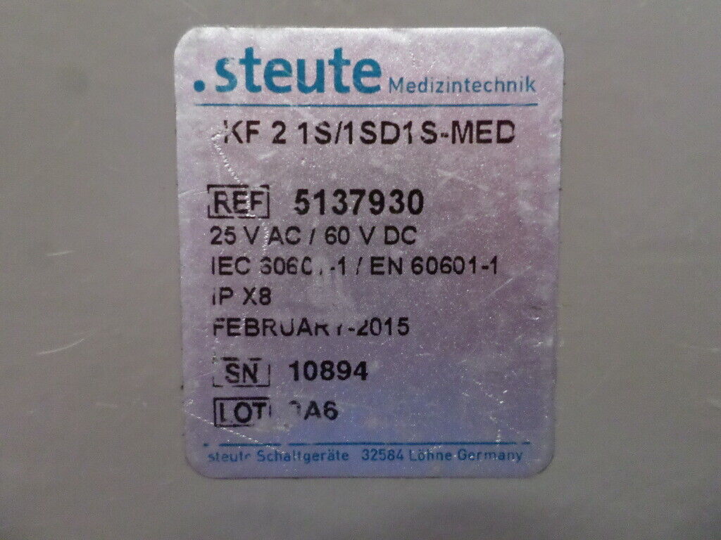STEUTE KF 2 1S/1SD1S-MED REF 87.1.79.9.06 Two Pedal Monopolar Footswitch